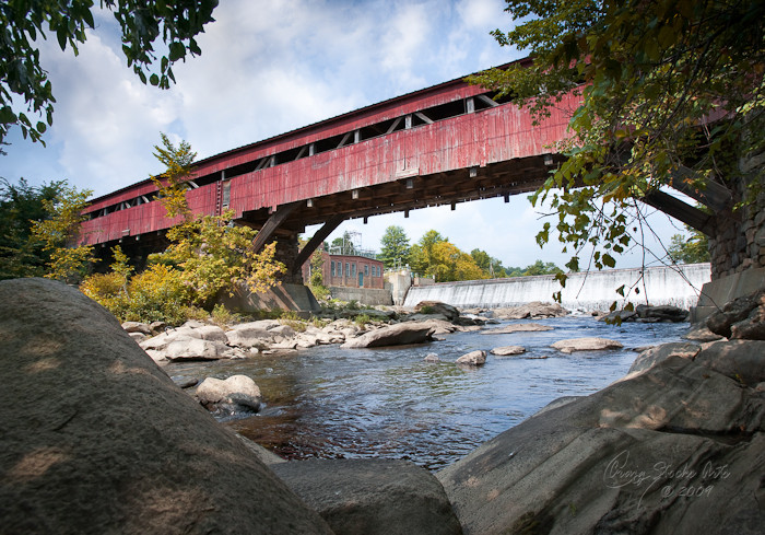 Vermont Covered Bridge - fake Fall Foliage