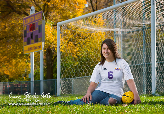 Senior photo of girl soccer player