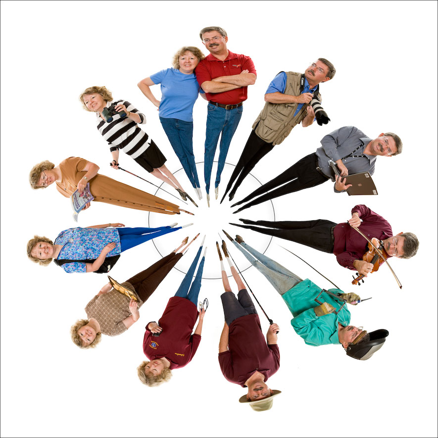 Individual poses combined in a composite to illustrate the various aspects of our lives.