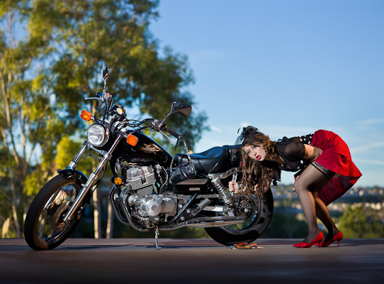 Girl and motorcycle